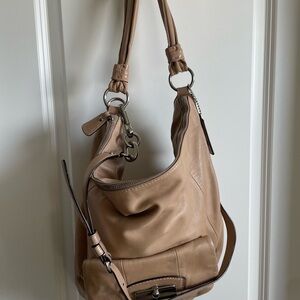 Coach Pebbled Leather Hobo in Light Brown